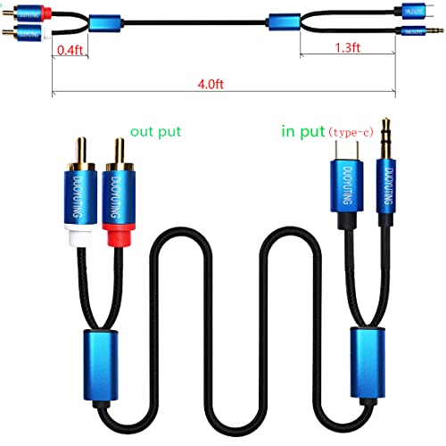 Duoyuting 3.5Mm Aux To Rca Audio Cable, Usb Type C To 2Rca Adapter, 2 In 1 Audio Cable With Dac, For Android Phone Tablet Dvd To Speaker Amplifier Home Theater Car Stereo Etc (4Ft) #TOP1