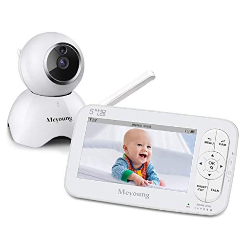 Baby Monitor 720P HD 5 Inch Video with Camera and Audio, Two-Way Talk,Night Vision,Temperature Monitor, Sound Detection, Five Lullabies, Range Up to 900ft for Baby Infant Kids
