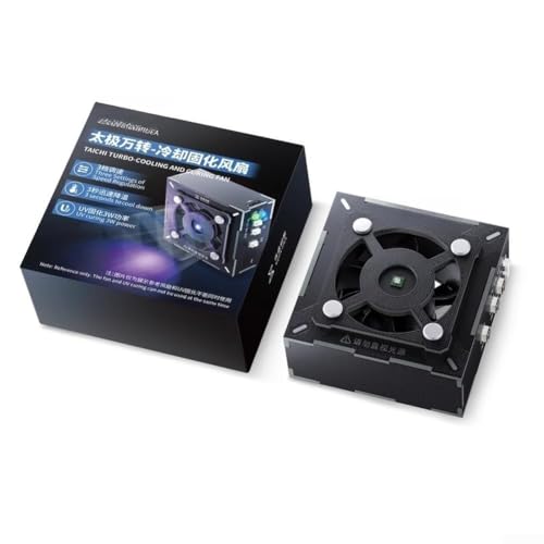 Ventilador de escape 2 en 1 diseñado para curado UV y disipación activa de calor en entornos de reparación con control de flujo de aire ajustable