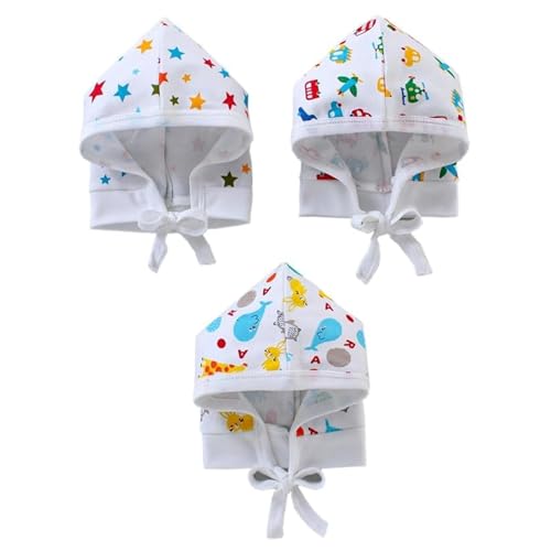 Image of Printed Soft Cotton Cap for New Born Baby Boys & Girls Tie Knot Caps for Infants Topi | Pack of 3