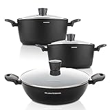🥘【FULL INDUCTION】Su fondo de inducción completa se calienta 3 veces más rápido que otras ollas de inducción. Permite utilizarla en quemadores de diferentes diámetros tanto grandes como pequeños ya que distribuye el calor de forma homogénea.