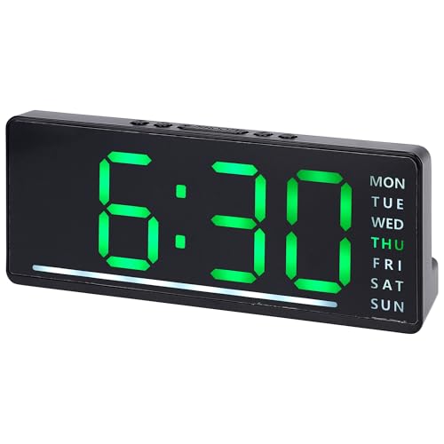 HMETOL Large Numbers LED Display, Electric Bedside Desk Clock with USB Charging, 5 Dimmers, Dual Sets of HMETOL Large Numbers LED Display, Electric Bedside Desk Clock with USB Charging, 5 Dimmers, Dual Sets of Alarms, Snooze Mode for Bedroom Living Room Alarm Clock 6.1 L x 1 W x 2.4 H Green