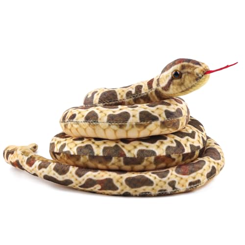 Anboor Animal de Peluche de Serpiente de 63 Pulgadas, Juguete de Peluche Realista de Serpiente de Relleno Largo, Juguete Grande Realista para niños como decoración de Fiesta (marrón)