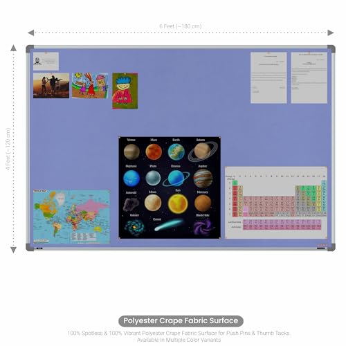 Image of Scholar Art Metis 4x6 Feet Fabric Pin Up Board for Office, Home & School | Vibrant & Versatile Crape Cloth + High Density Soft Board for Pinning Photos, Sticky Notes & Reminders (Purple)