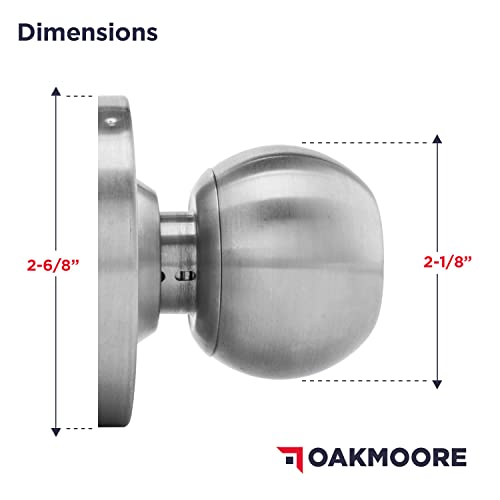 Oakmoore Claremont Commercial Keyed Entry Door Knob With Lock 1Pk - Heavy Duty Lock For Exterior And Interior Use - Ansi Grade 2 Ul Cul And Ada – Nickel Chrome Finish #TOP5