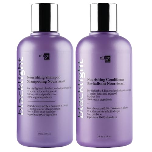 Oligo Professionnel - Blacklight Nourishing Shampoo & Conditionner for blondes - Sulfate-Free - Vegan - For color treated hair- Hydrating formula with Argan oil - 8.5 oz DUO BUNDLE