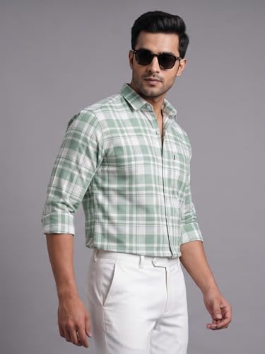 Image of Afflatus Men's Checked Casual Premium Cotton Blend Full Sleeve Regular Fit Check Shirt for Man | Stylish Checks Shirt for Casual Wear | Cotton Shirt for Men