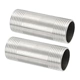 PATIKIL 2 Stück Hahnverlängerung 80mm 1 x 1 BSP Außengewinde Gussrohr, 304 Edelstahl Verlängerung Fitting für Luftrohr, Wasserrohr, Kraftstoffrohr