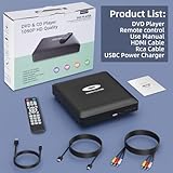 Mini HD DVD Player with Hdmi, Multi Region DVD Player for Smart TV, HDMI/RCA Output Cable Included, 1080P, Breakpoint Memory, Built-in PAL/NTSC, CD Players for Home - Image 7