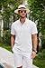 COOFANDY Men Casual Henley Tee Shirt Short Sleeve Band Collar Summer Beach Textured T-Shirt White