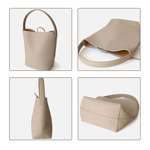 Leather Bucket Bag for Women，Genuine Large Hobo Bags Calf Leather with Pebbled Texture，Shoulder Tote Handbag4