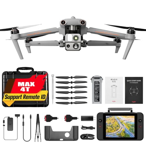 Autel Robotics EVO MAX 4T, Visiable/Zoom/Thermal/L-aser 4 Cameras in One Drone, 50MP&1/1.28″ CMOS 8K Camera, 1-160x Super Zoom, 640×512 Thermal Resolution, 16.4–3737 ft L-aser Range, A-Mesh 1.0