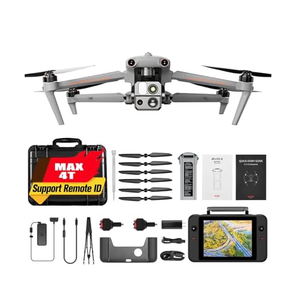 Autel Robotics EVO MAX 4T, Visiable/Zoom/Thermal/L-aser 4 Cameras in One Drone, 50MP&1/1.28″ CMOS 8K Camera, 1-160x Super Zoom, 640×512 Thermal Resolution, 16.4–3737 ft L-aser Range, A-Mesh 1.0