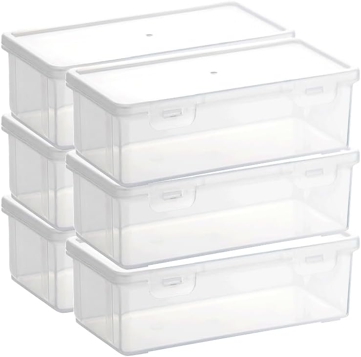 Vidifor Plastic Storage Containers with Lid for Office Supplies, Pencil Box, Art Supplies, Makeup, Crafts and and Charger Cable Cord (6)