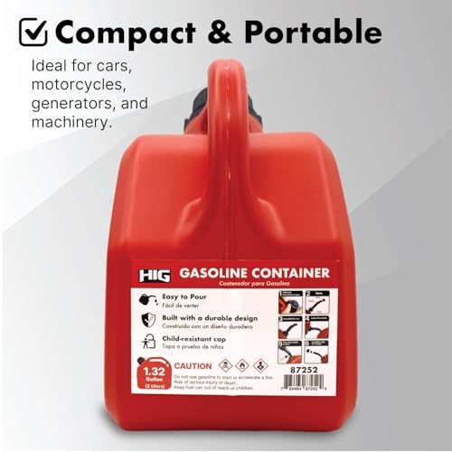LAUCO Portable Fuel Tank, Gas Container, 1.5 Gallon Gas & Diesel Container with Transfer Hose and Nozzle, Mobile Fuel Storage for Boats, Docks, Farm, Shop & Garage 87252