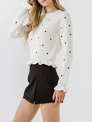 Dot Embroidery Sweater Cream #TOP1