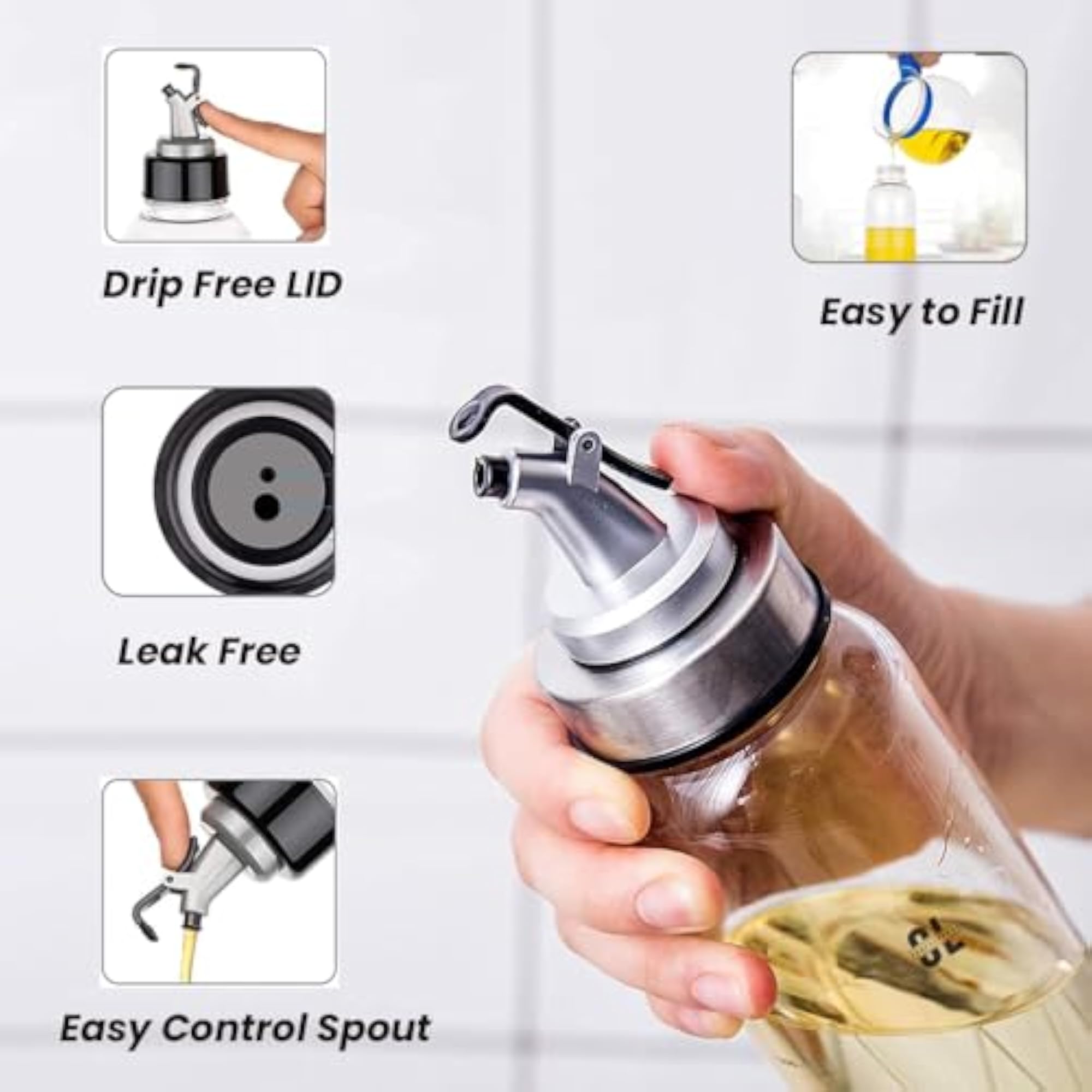 1000ml Transparent Plastic Oil Dispenser Bottle, Leak Proof