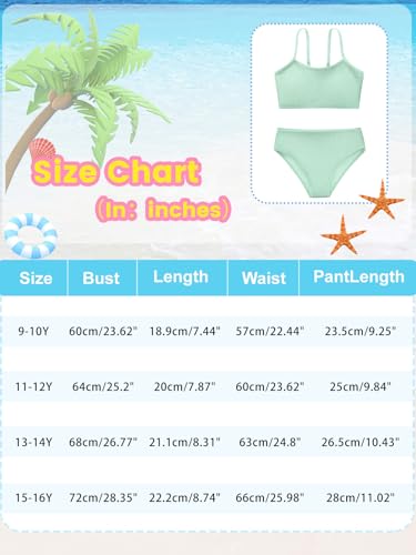 Image of Girl's 2 Piece Swimsuit Solid Spaghetti Strap Bikini Sets Beach Bathing Suit Swimwear for Teen Kids