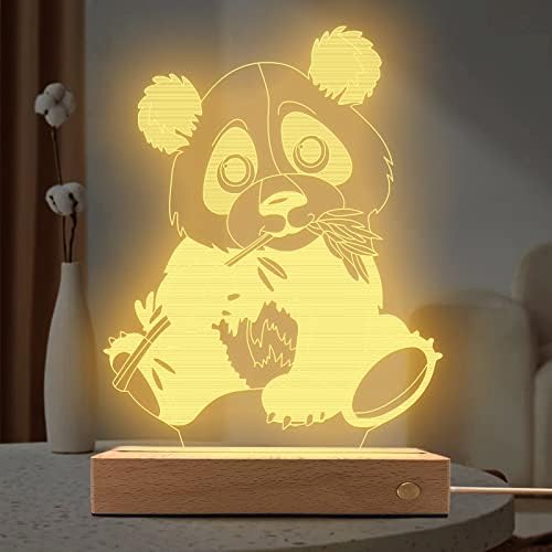 Panda Gifts, Panda Toys Night Light for Kids QpenguinBabies Adjustable 3 Color Wooden Base Bedside Lamp Panda Stuff Panda Party Decorations Giant Panda Gifts for Girls Boys Christmas Birthday Gifts