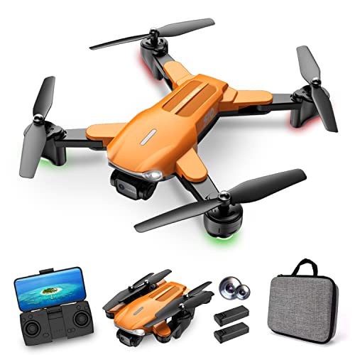 CXJ Drone with Dual 2K UHD Camera, 2 Batteries, Optical Flow Positioning Altitude Hold RC Quadcopter, Foldable 2 Cameras Drone with Headless Mode, Obstacle Avoidance System, 3D Flip, Gesture Selfie, Gravity Sensor, Return Home, Follow Me, FPV Live Vi