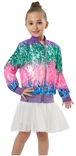 Image of 2Bunnies Girl Ombre Pastel Gradient Shimmer Sparkle Colorful Sequin Bomber Jacket