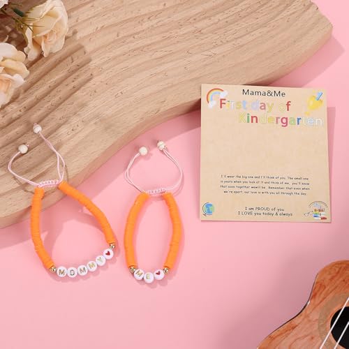 Image of First Day of Preschool Bracelet Back to School Gifts for Kindergarten / Preschool / School Gift Mama and Mini Adjustable Mother Daughter Bracelets as Supplies for Girls to Relieve Study Anxiety