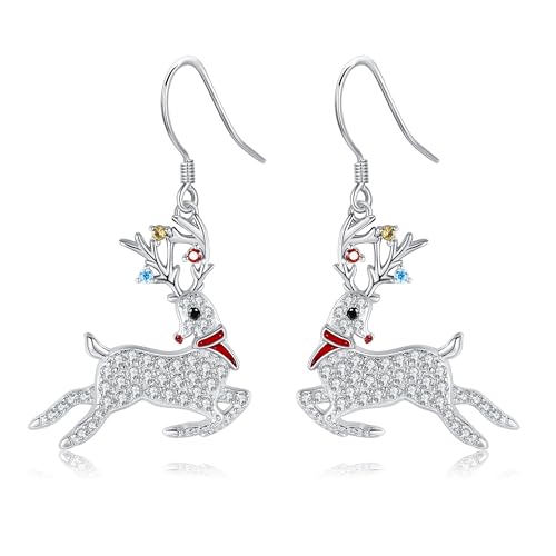 Boucles d'oreilles renne argent 925 à porter pour le réveillon de Noël