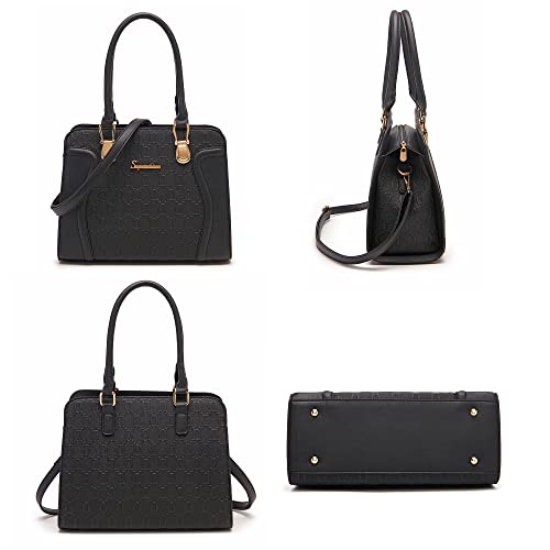 Soperwillton Women's Fashion Handbags Tote Bags Shoulder Bag Top Handle Satchel Purse Set 3Pcs #TOP1