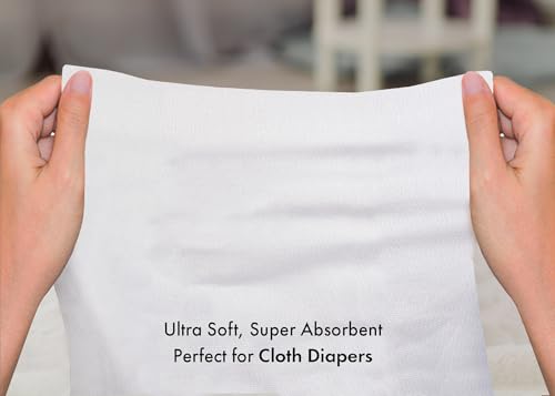RUVANTI Unisex Birdseye Flat-Fold Cloth Diapers for Babies 6 Pack, 100% Cotton Reusable Diaper Inserts 23x23 Inches, White