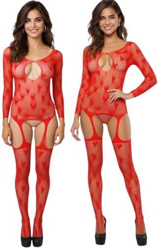 Image of ToBeInStyle Women's Long Sleeve Bodystocking Bodysuit Lingerie Regular & Plus Sizes