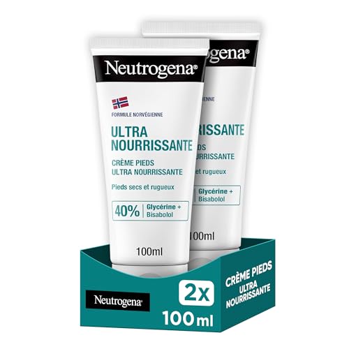 Neutrogena – Crème Pieds Ultra Nourrissante Formule Norvégienne (lot de 2 tubes de 100 ml) – Crème hydratante 24 h pour pieds secs et abîmés – Crème pour les pieds à la glycérine et bisabolol