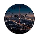 Orologio in PVC: Los Angeles Skyline orologio è realizzato in PVC + lancette con scala. Senza cornice né copertura in vetro, personalità semplice. Perfetto per la decorazione della parete o della scrivania