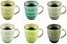 DRULINE 6er Set Kaffeetasse Kaffeepott Kaffeebecher Tassen Bürotasse Trinkbecher Becherset Mehrfarbig Kaffee Tee Milch Kakao Keramik Becher ca.400 ml (Ø x H) ca. 8,5 x 10 cm (Grüner Kaffeebecher)