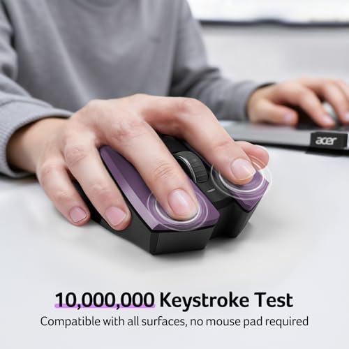 Image of Acer Wireless Mouse for Laptop, 2.4GHz Computer Mouse 3 Adjustable DPI Office Cordless USB Mice with USBA Receiver, 6 Buttons, 1600 DPI, Medium to Large Sized Hands (Purple)