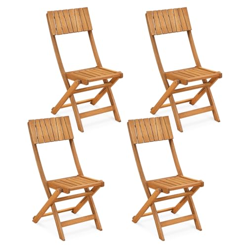 Tangkula Wood Foldable Patio Chairs Set of 4