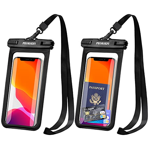 PEORSEFI Universal Waterproof Phone Pouch - iPhone Waterproof Case Compatible for iPhone Pro Max Xs Max XR X 8 7 6S Plus SE Samsung up to 7 , IPX8 Waterproof Cellphone Dry Bag-2 Pack
