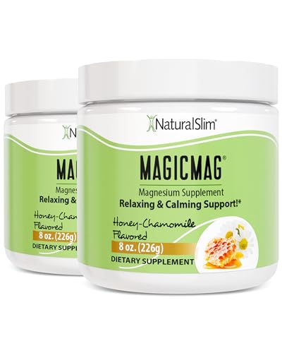 NaturalSlim MagicMag Magnesium Citrate Powder 8oz (2 pack) honey chamomile flavor