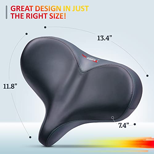 Giddy Up! Bike Seat - Compatible With Peloton Exercise And Road Bicycle - Oversized Comfortable Bike Saddle - Extra Wide Replacement Universal Fit Indoor Outdoor Padded Memory Foam Waterproof Cover #TOP7