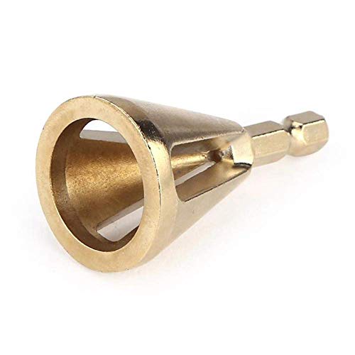 Deburring External Chamfer Tool Remove Burr Repair Drill Bit Bolt External, Quickly Repairs Damaged Bolts Deburring Outer Chamfer (Golden Hex Shank Six Slots)