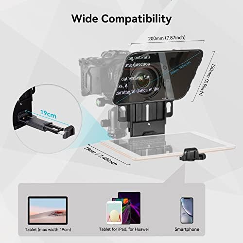 SMALLRIG 11" Teleprompter with Remote Control, Tablet Teleprompter for iPad/Tablet/Smartphone/Dslr, with 49-82mm Adapter Rings, Teleprompter for Online Teaching / Live Streaming/ Interviews - 3374