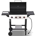 Nice Cooker 4-Burner Propane Gas Grill, 38250 BTU BBQ Grill with Cast Iron Grates, 302 Sq. In. Cooking Area, Foldable Side Shelves, Portable Outdoor Camping Patio Grill, Black