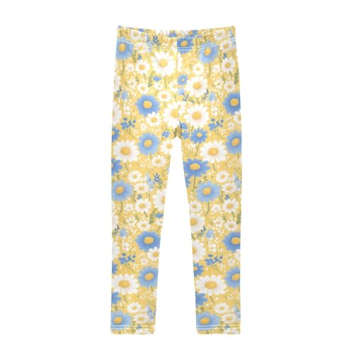 KLL Polka Dots and Tender Chamomile Flowers Toddler Girls' Legging Casual High Waisted Workout Pants Exercise