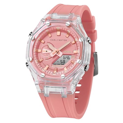 Image of Carlington Velocity Series Analog-Digital Sports Watches for Women and Girls with Alarm, Stopwatch, Backlit Display, Dualtime, Silicone Rubber Strap, Water & Shock Resiatant - CT 8088