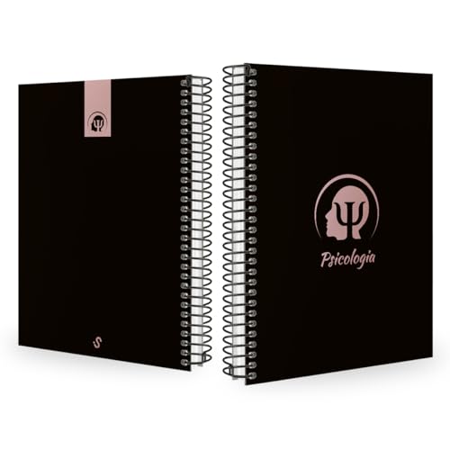Caderno Colegial 10 Matérias Profissões Psicologia (Preto e Rosê)