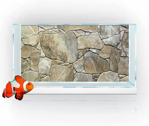 Image of 36X18IN Marble Aquarium Background, Art Marble Aquarium Background, Natural Marble Glass Terrarium Background with 8 EVA Double-Sided Tape
