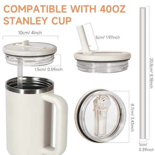 Miniatura 3 de Lekuni 2 Piezas Tapa De Repuesto Para Vaso Stanley De 40 Oz, Reutilizables, A Prueba De Fugas Y A Prueba De Polvo, Con Tapa De Pajita, Tapa De Repuesto Para Stanley Cup Blanco Y Azul Claro