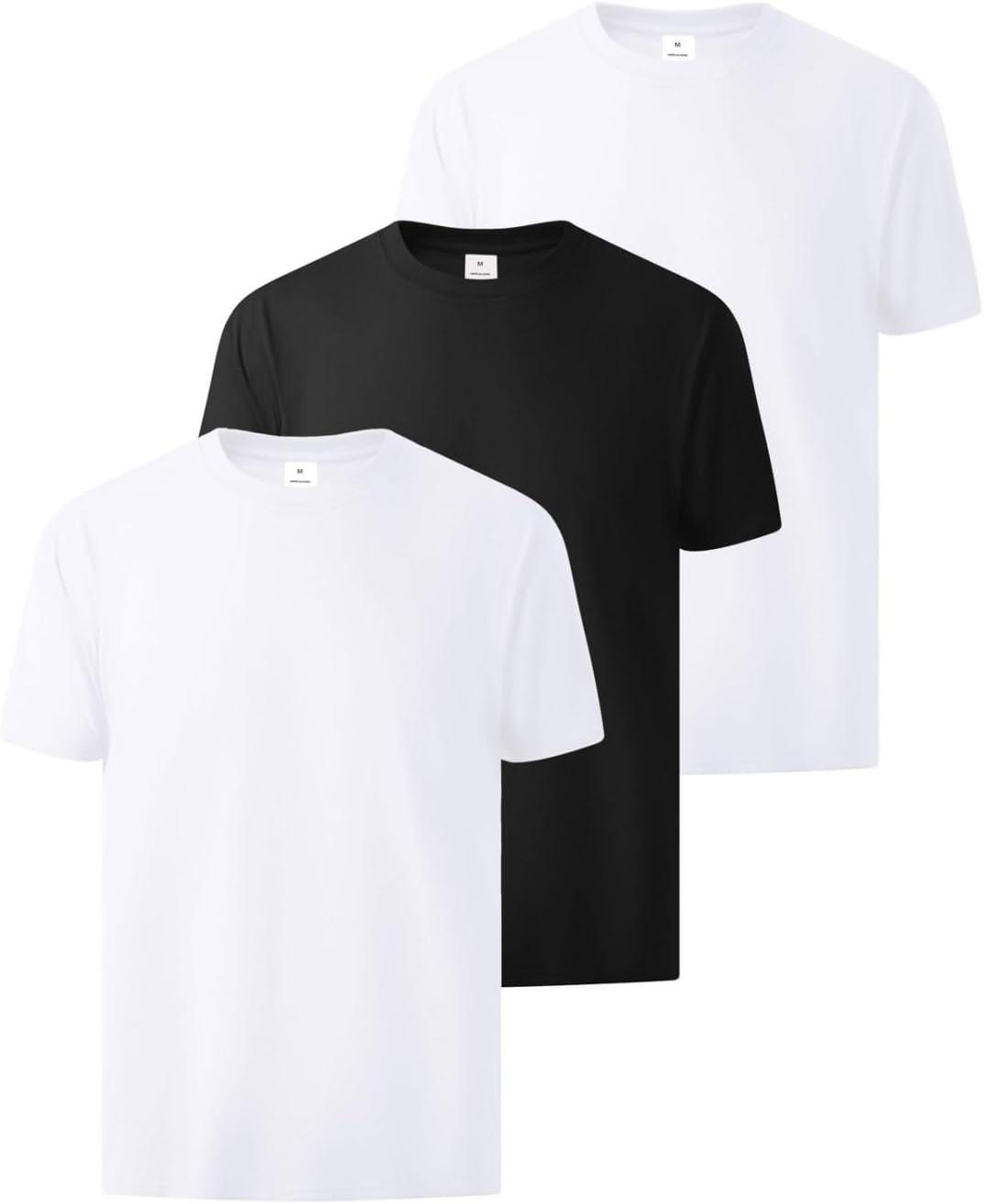 Little Beauty 3 Pack Men's Cotton T Shirts Short Sleeve Crew Neck Tshirts Casual Basic Tee Breathable Summer Tops