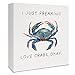VIIJJUE Blue Crab Wooden Box Sign Beach Room Decor, Crab Lover Gifts, I Just Freaking Love Crabs Okay Wood Signs for Coastal Home Office Desk Table Shelf Decor, 5x5 Inch