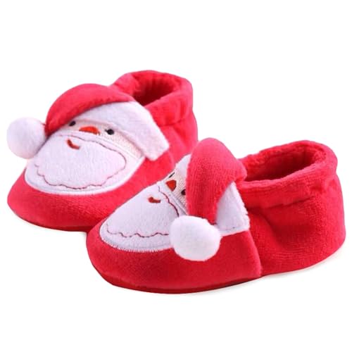 Newborn Baby Christmas Boots Cute Cartoon Winter Soft Warm Anti-Slip Slippers Cute Infant First Walking Shoes