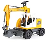 Lena Worxx Schaufelbagger Liebherr A918 Compact Litronic 48 cm, Bagger Spielzeug mit 360° drehbarem Arm, realisitisches Baustellen Spielfahrzeug mit Schiebeschild, für Kinder ab 3 Jahren